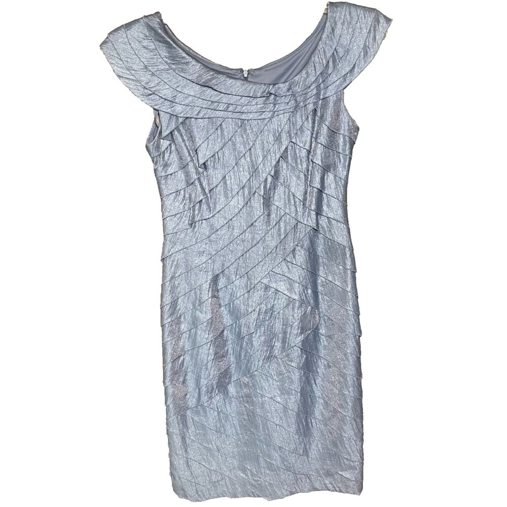 London Times NWT Size 8 NEW Sheath Cocktail Dress - Light Blue - Back Zipper